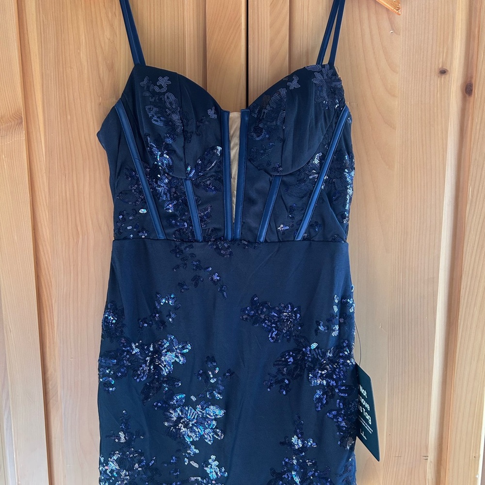 Lulu's Navy Sequin Strappy Dress